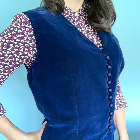 XS Velour Buttoned Vest Vintage Marshall Fields - Picture 6 of 17
